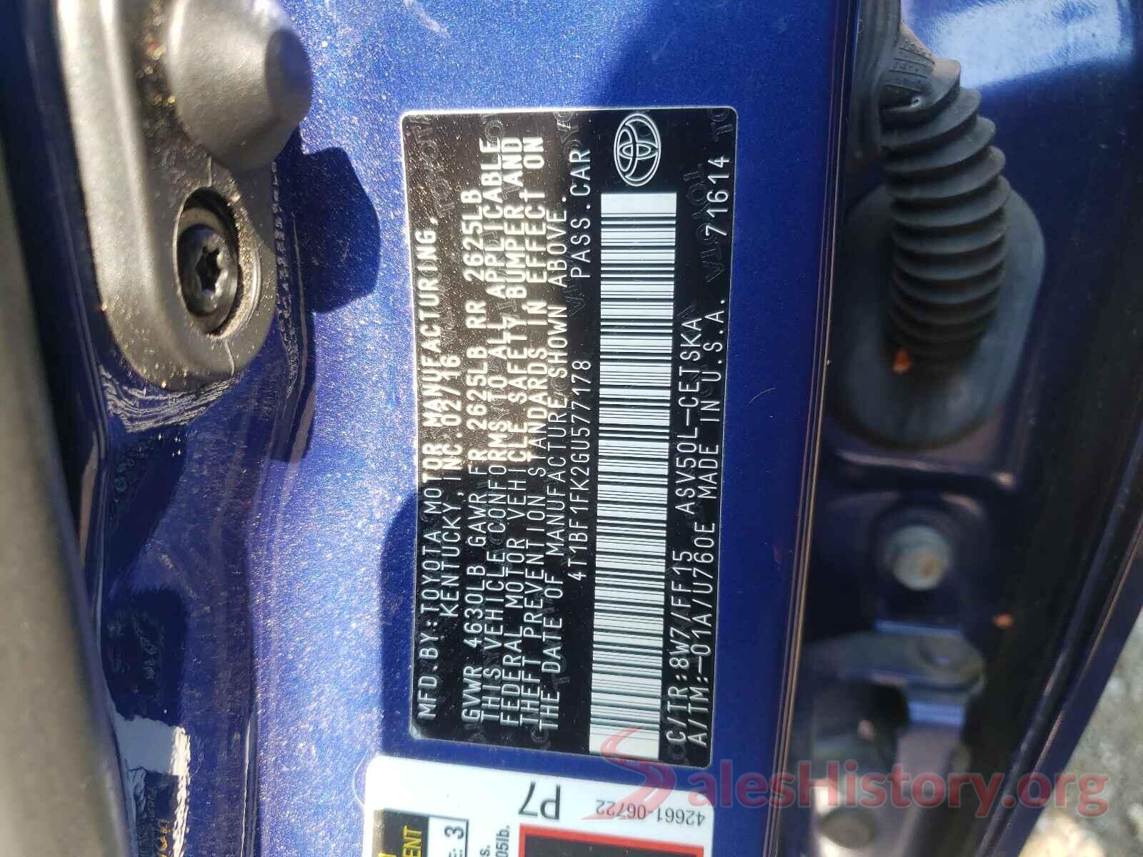 4T1BF1FK2GU577178 2016 TOYOTA CAMRY