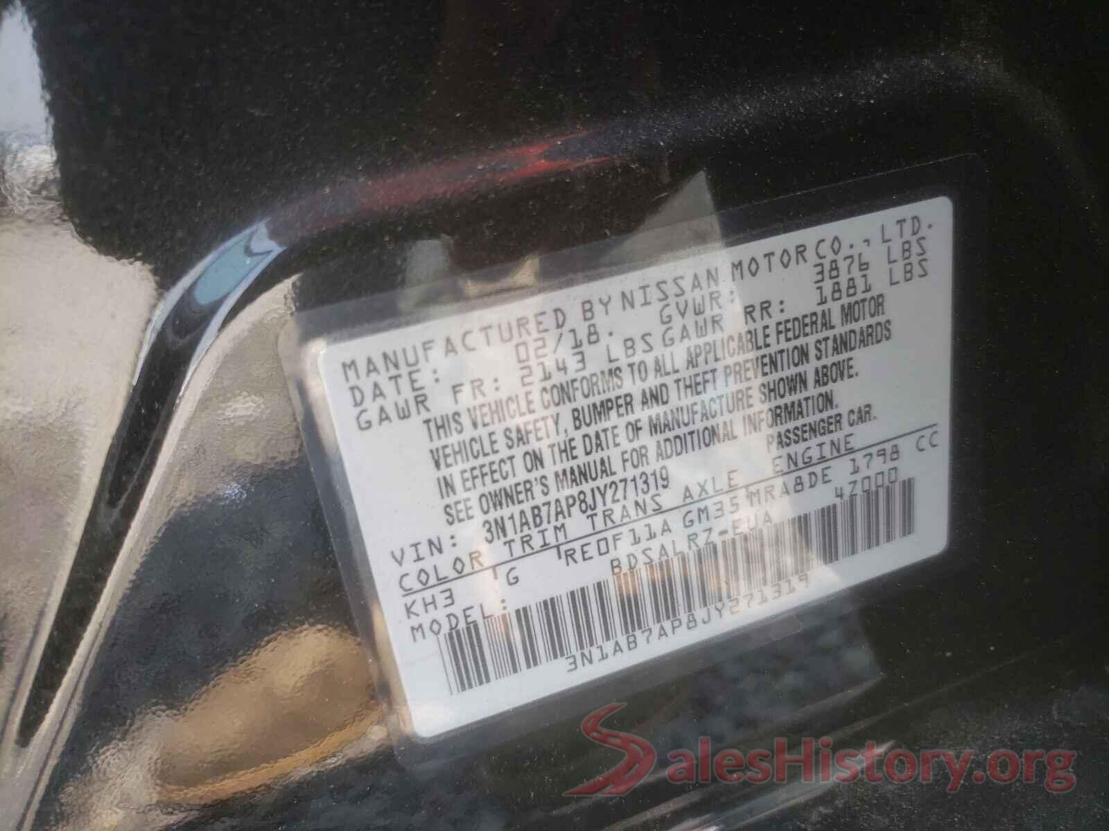 3N1AB7AP8JY271319 2018 NISSAN SENTRA