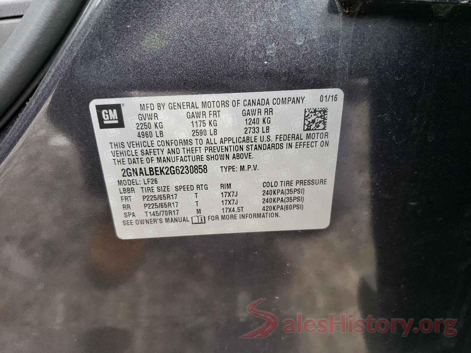 2GNALBEK2G6230858 2016 CHEVROLET EQUINOX