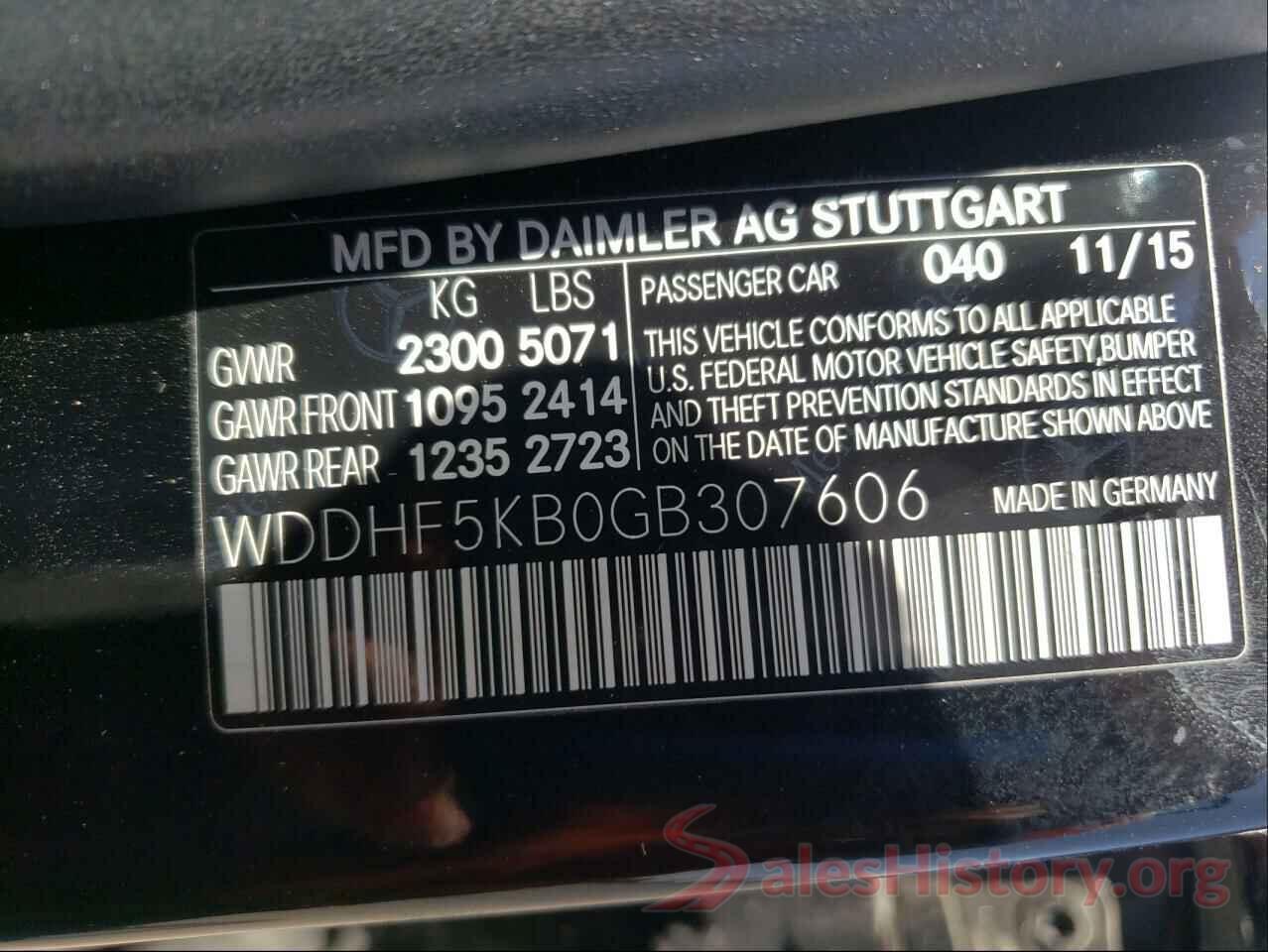 WDDHF5KB0GB307606 2016 MERCEDES-BENZ E-CLASS