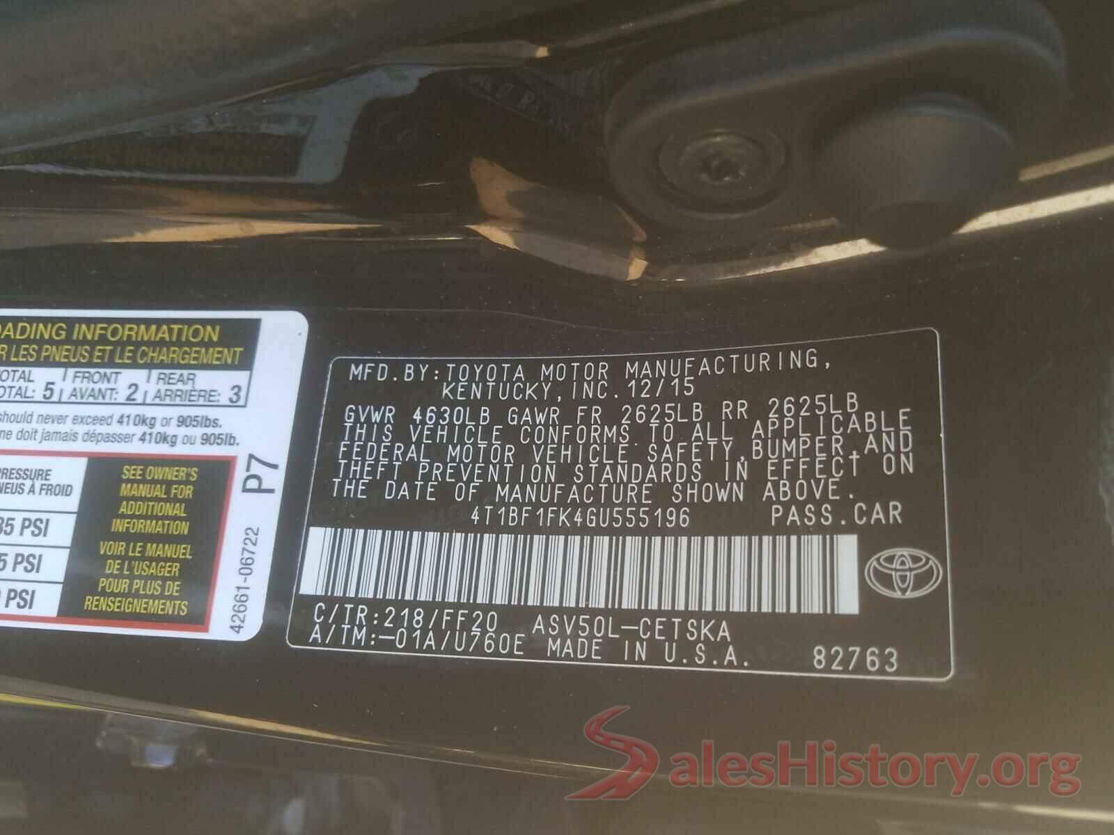 4T1BF1FK4GU555196 2016 TOYOTA CAMRY