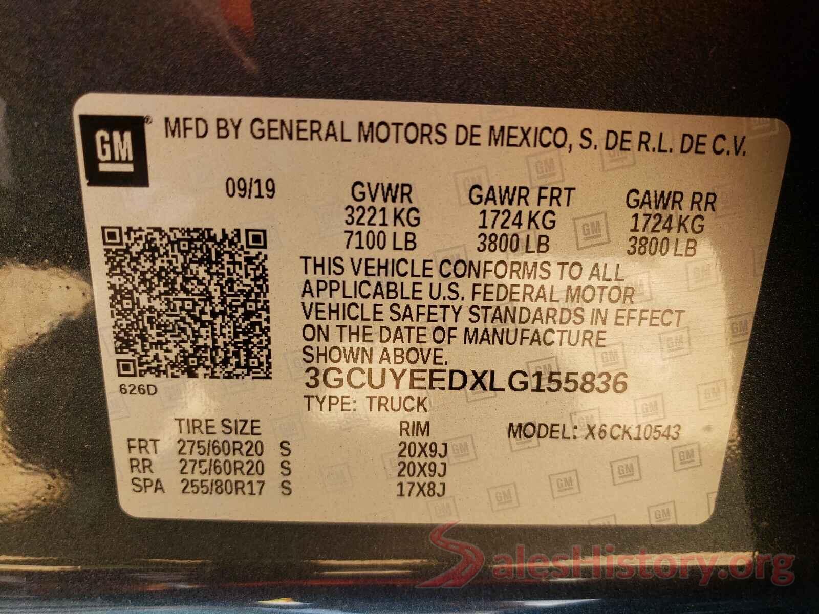 3GCUYEEDXLG155836 2020 CHEVROLET SILVERADO