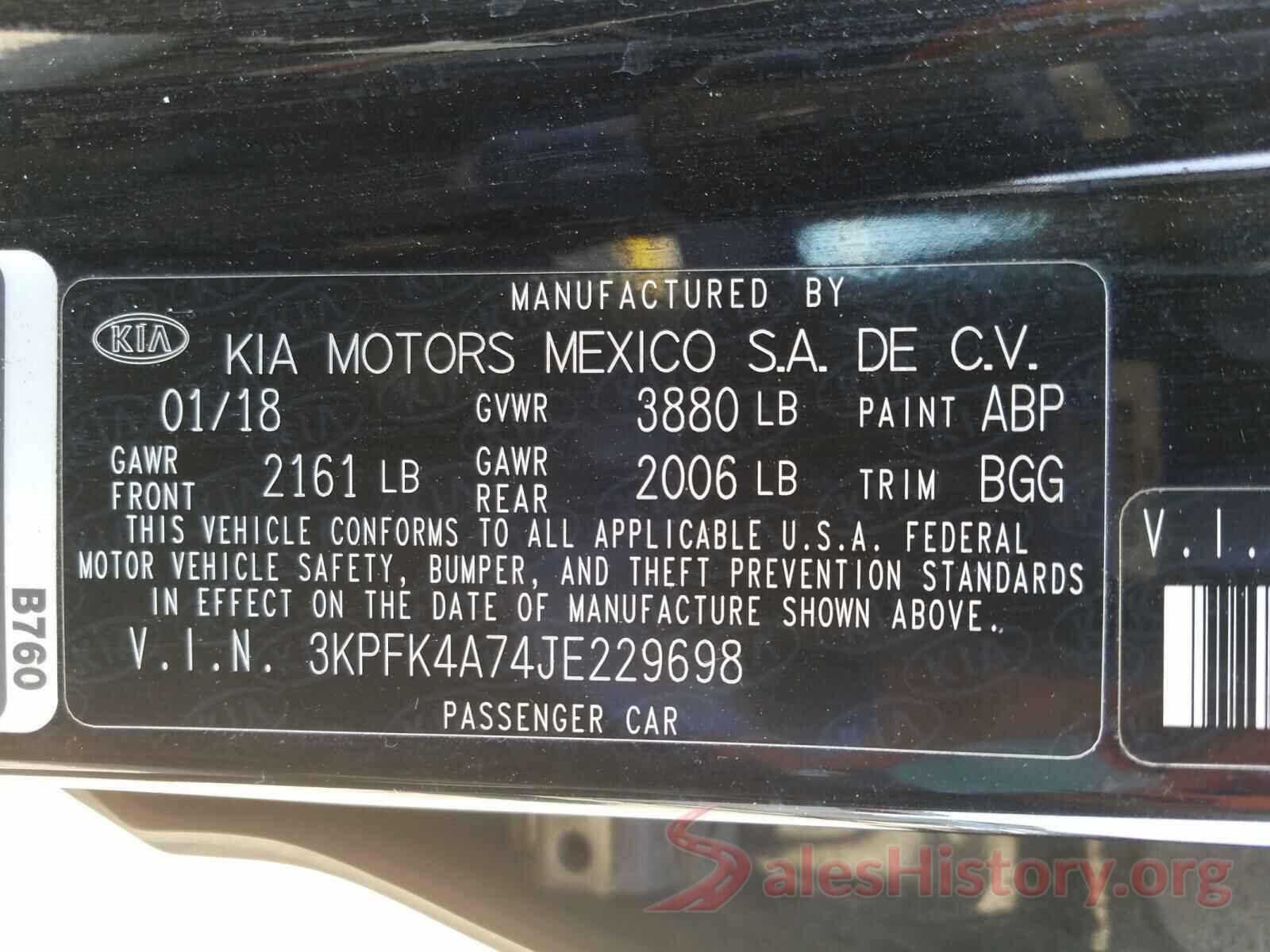 3KPFK4A74JE229698 2018 KIA FORTE