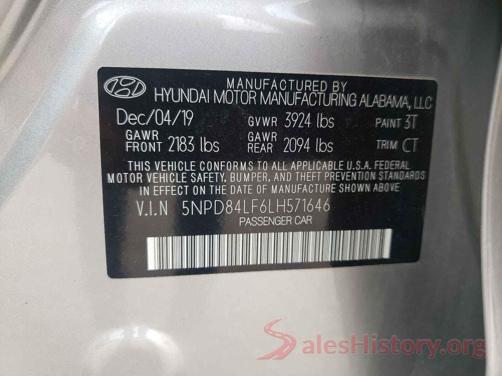 5NPD84LF6LH571646 2020 HYUNDAI ELANTRA