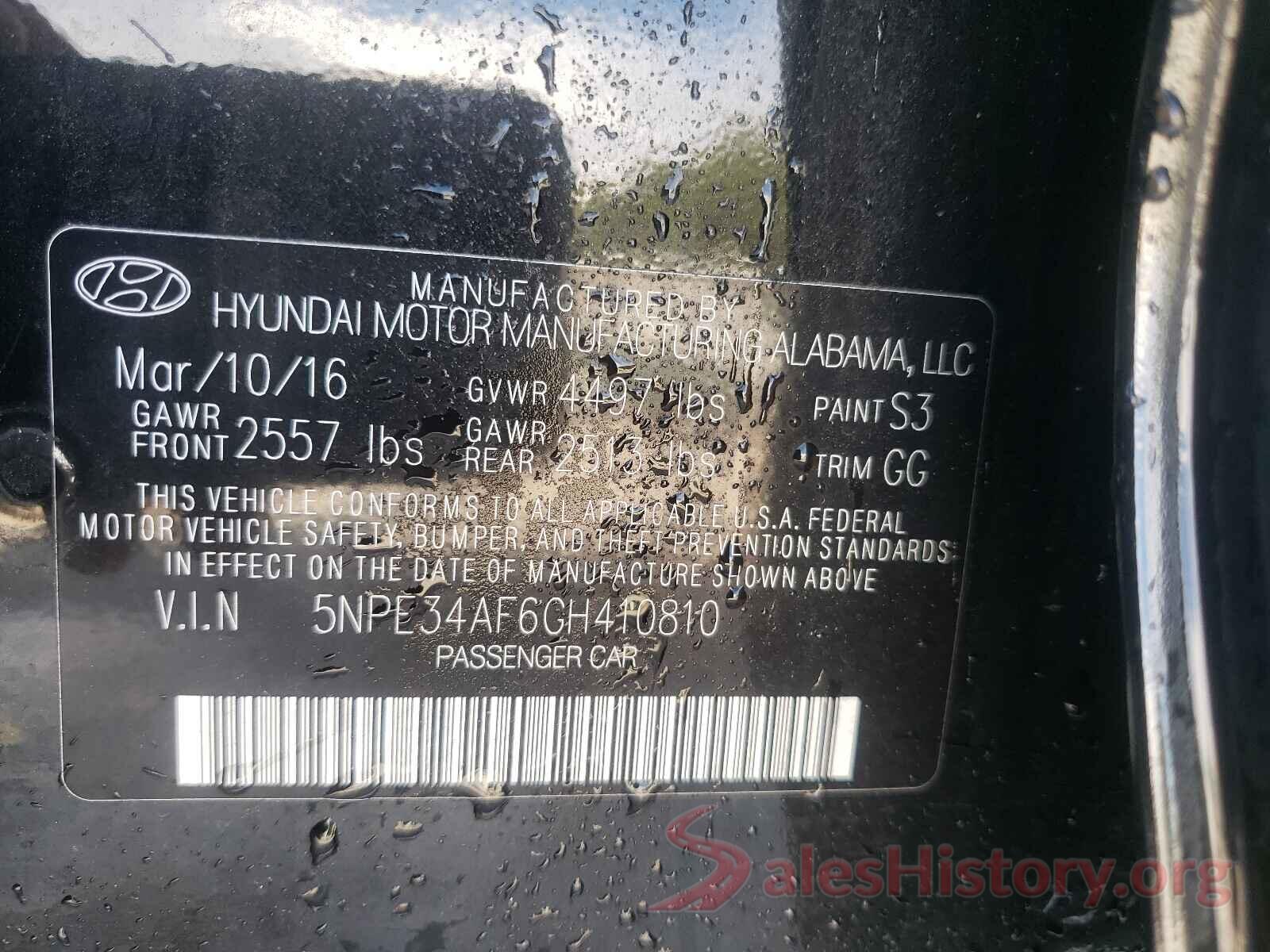 5NPE34AF6GH410810 2016 HYUNDAI SONATA