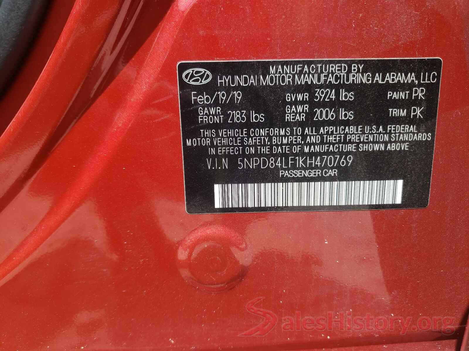 5NPD84LF1KH470769 2019 HYUNDAI ELANTRA