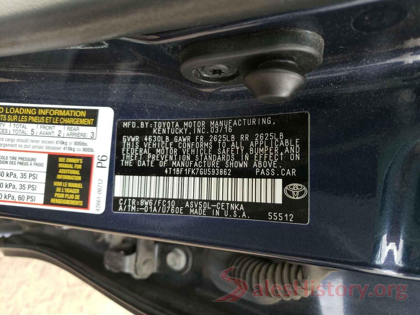 4T1BF1FK7GU593862 2016 TOYOTA CAMRY