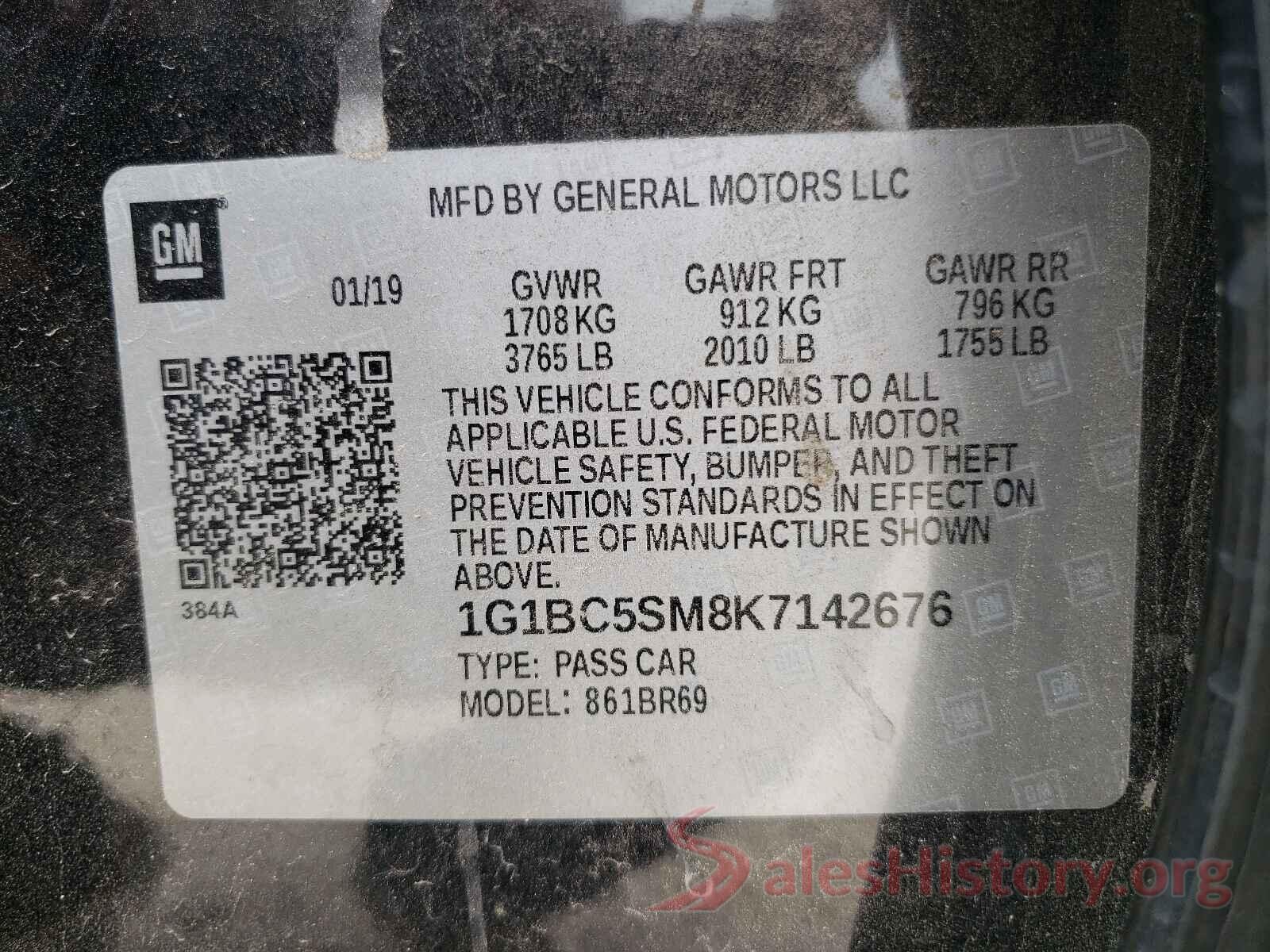 1G1BC5SM8K7142676 2019 CHEVROLET CRUZE