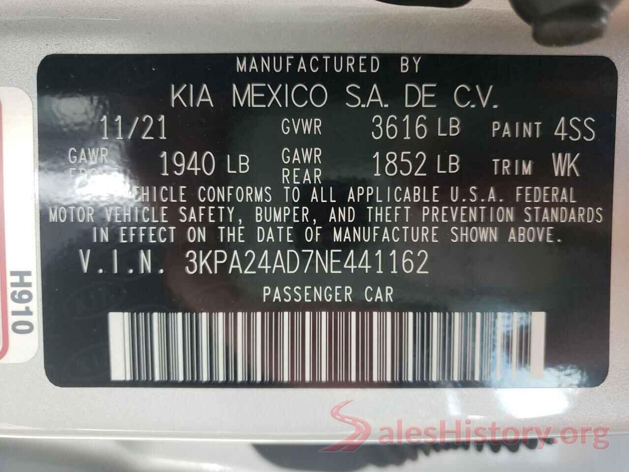 3KPA24AD7NE441162 2022 KIA RIO