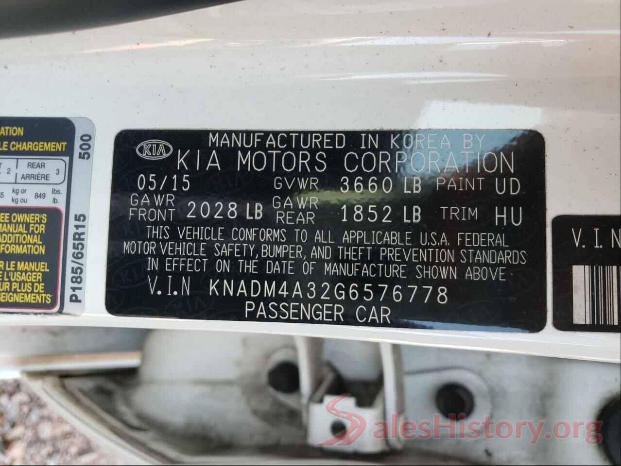 KNADM4A32G6576778 2016 KIA RIO