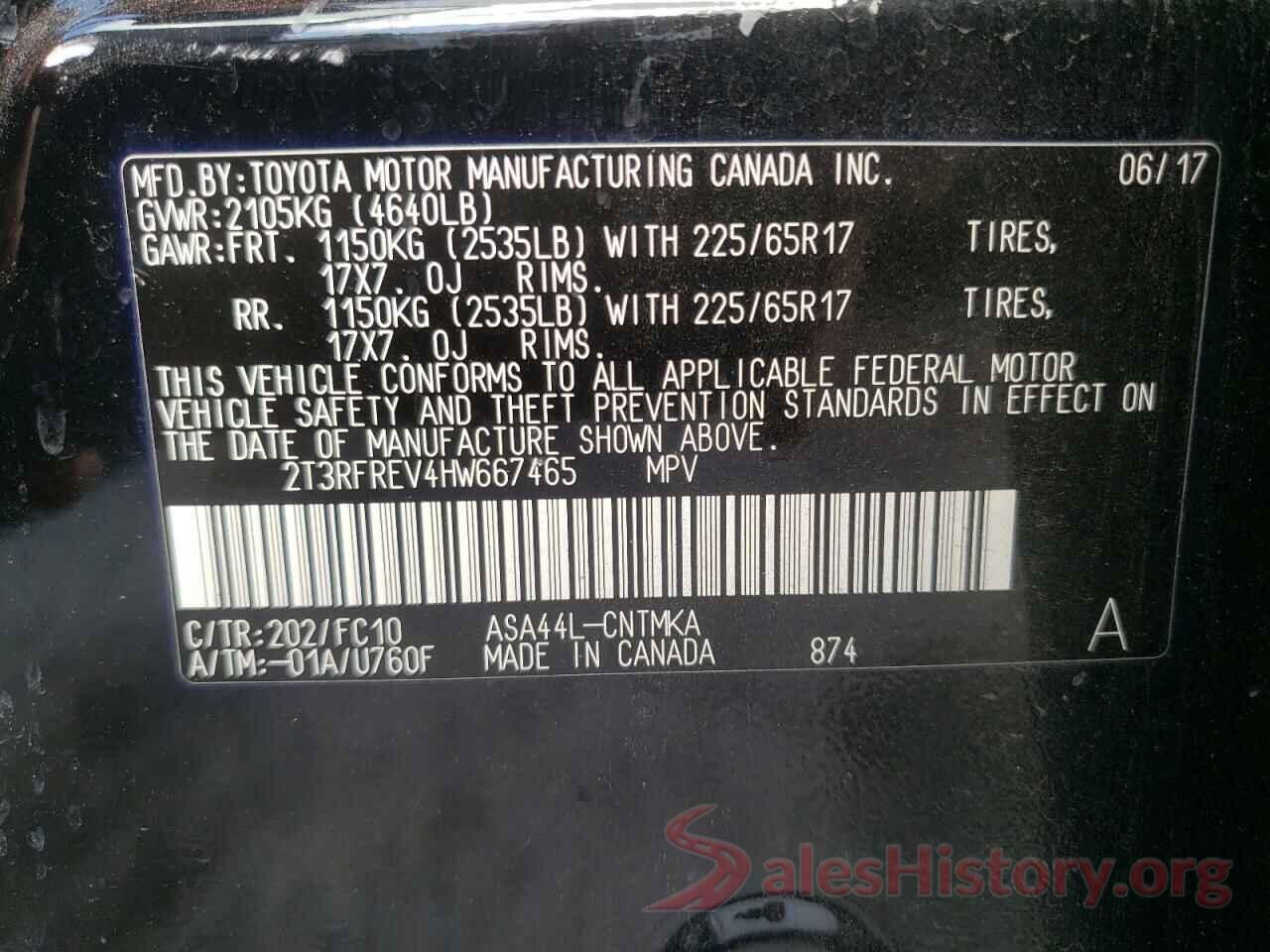 2T3RFREV4HW667465 2017 TOYOTA RAV4