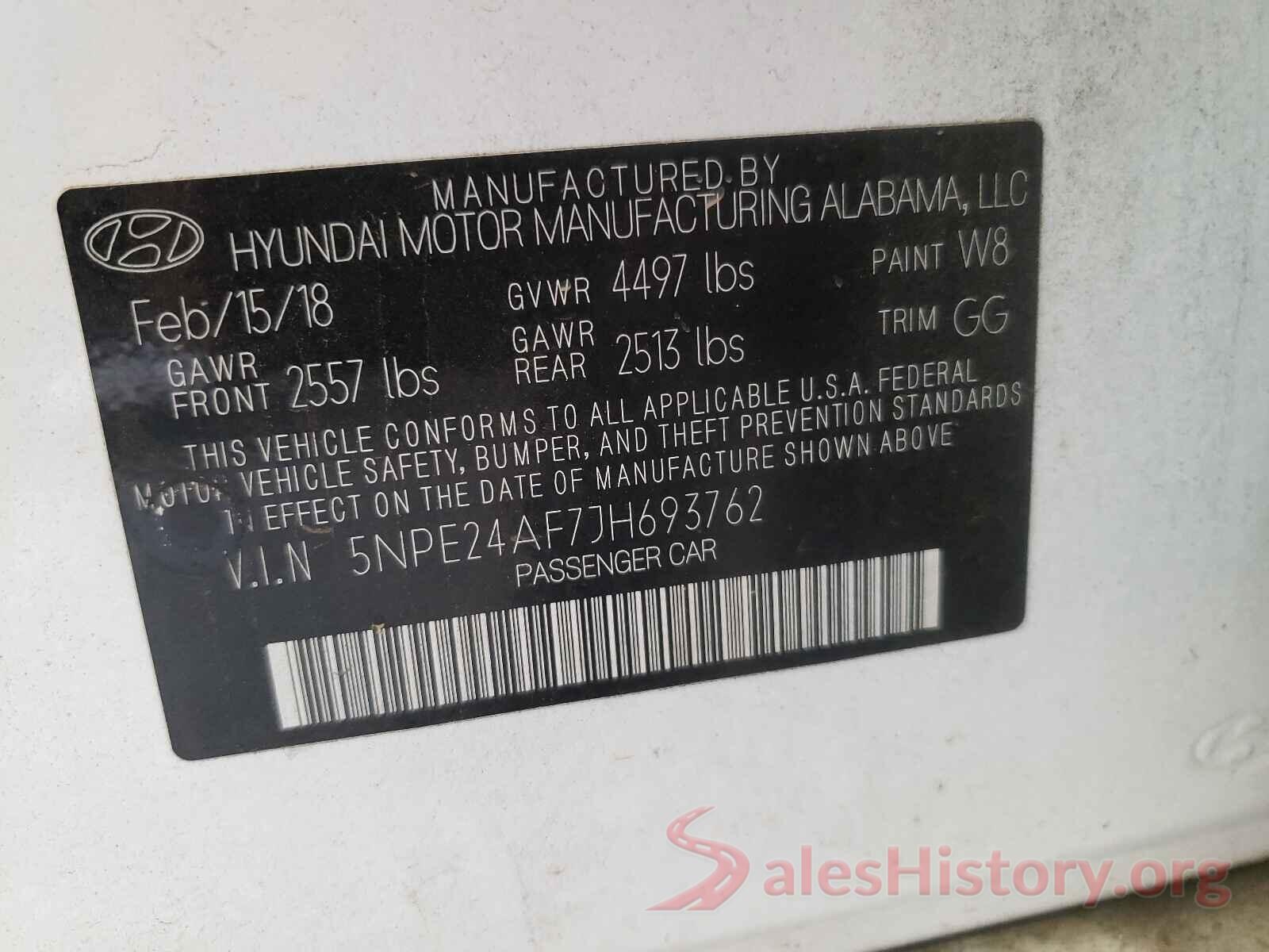 5NPE24AF7JH693762 2018 HYUNDAI SONATA