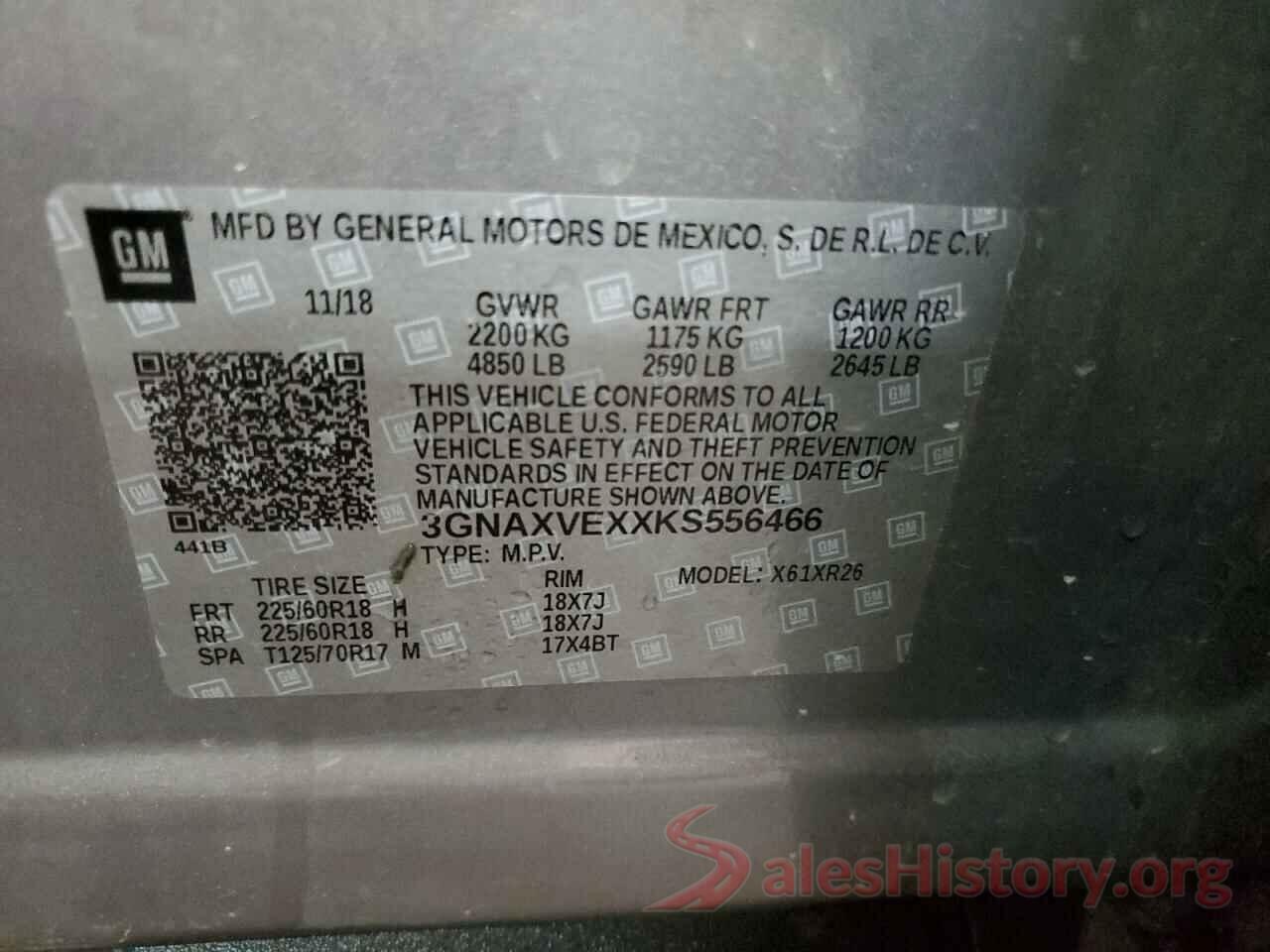 3GNAXVEXXKS556466 2019 CHEVROLET EQUINOX