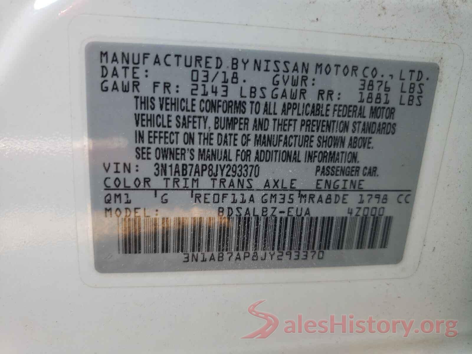 3N1AB7AP8JY293370 2018 NISSAN SENTRA