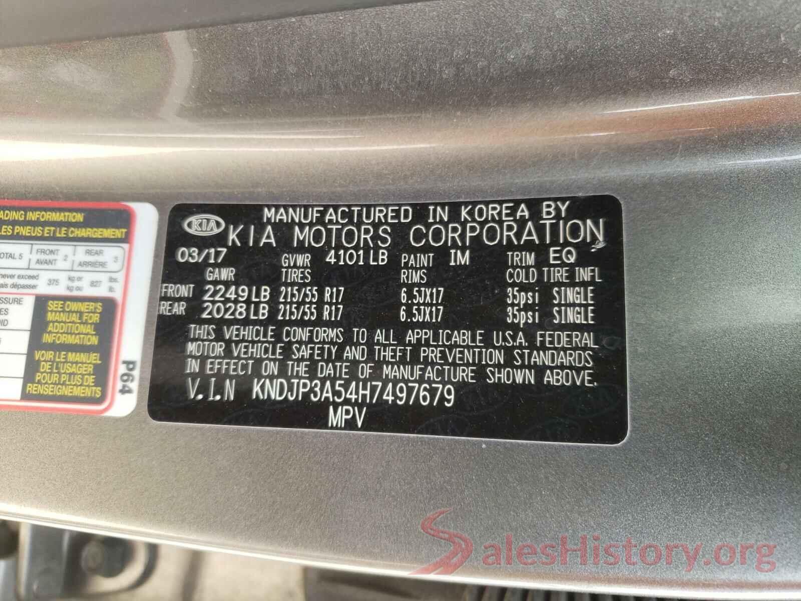 KNDJP3A54H7497679 2017 KIA SOUL