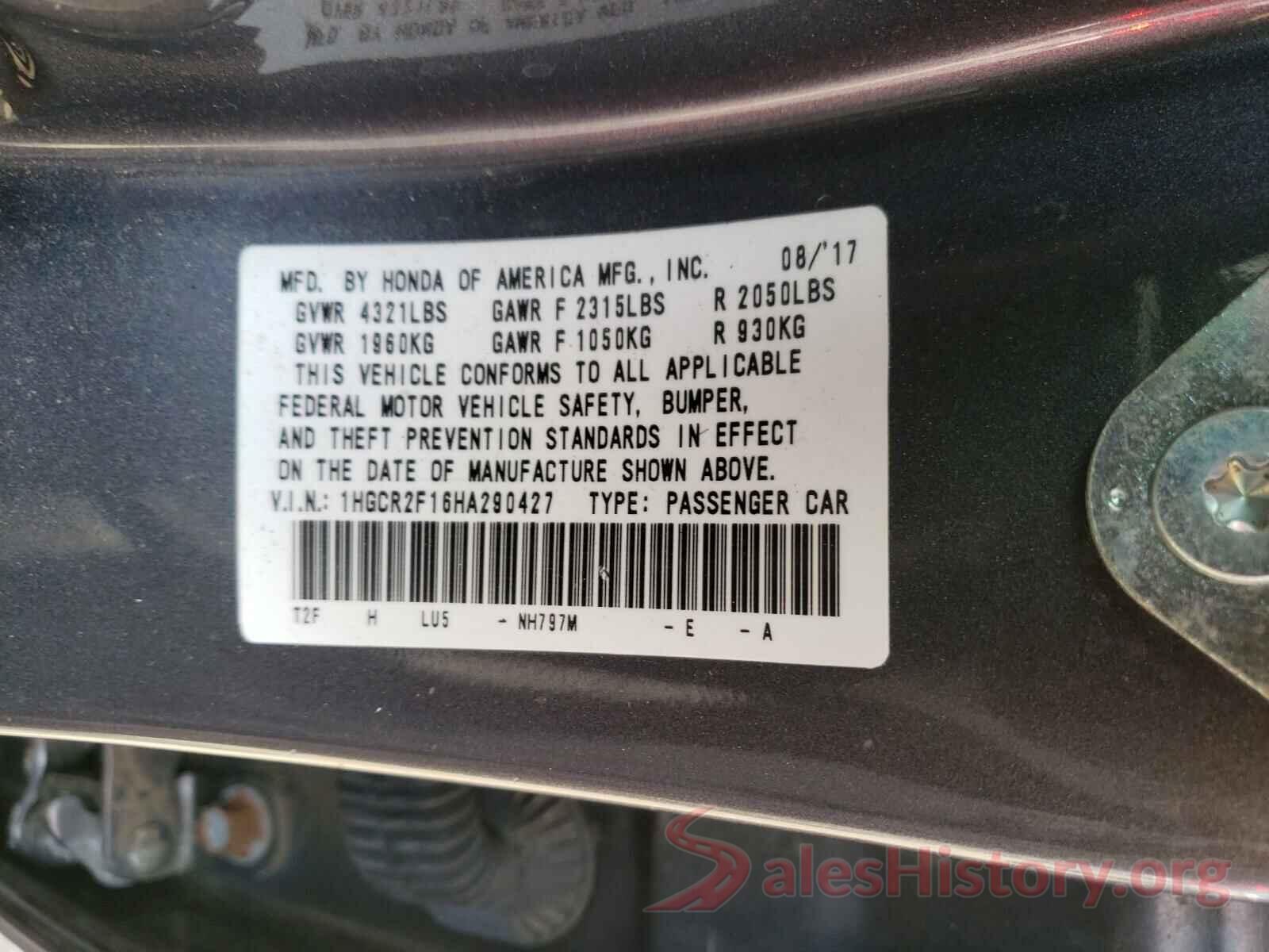 1HGCR2F16HA290427 2017 HONDA ACCORD