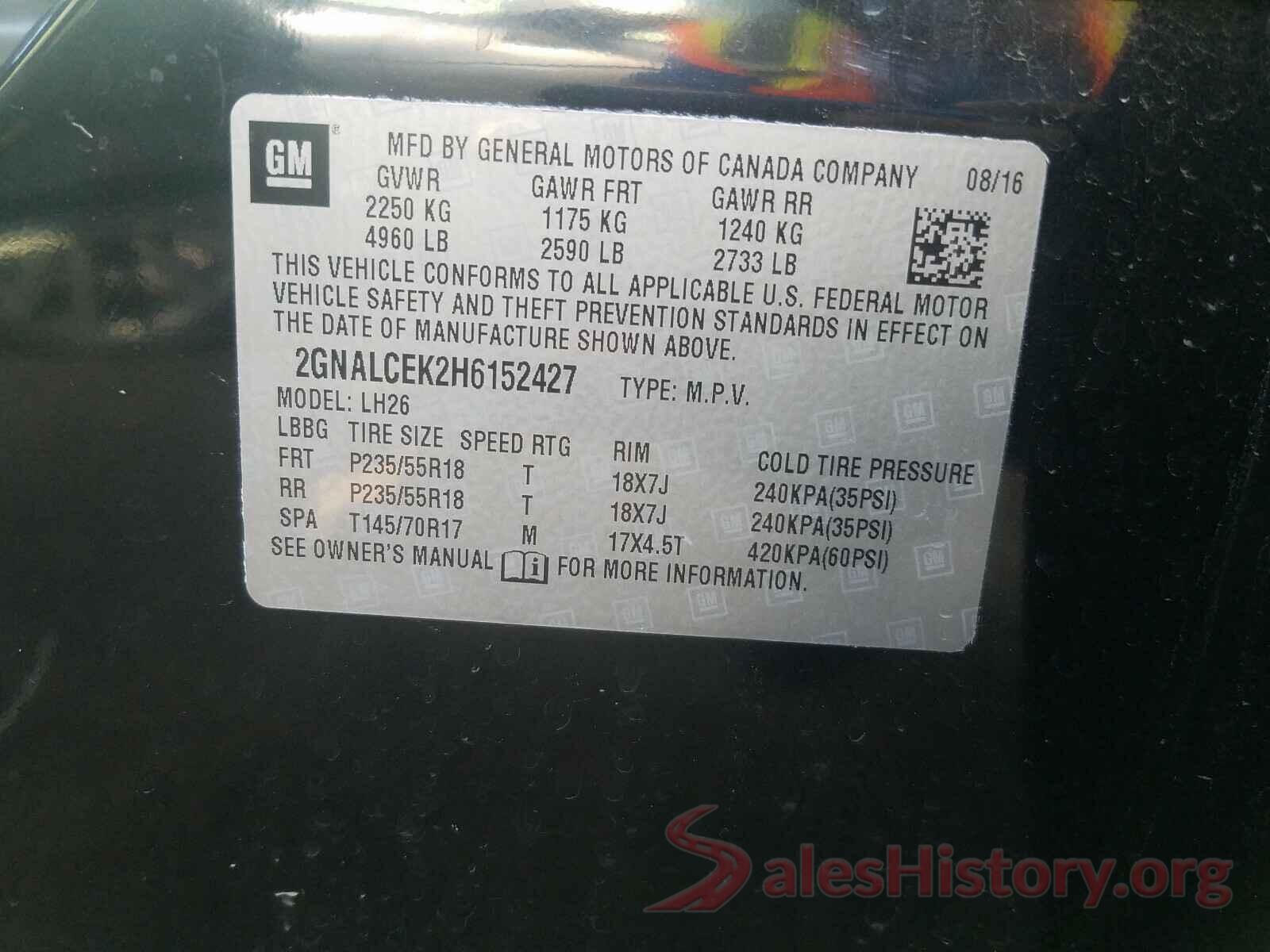 2GNALCEK2H6152427 2017 CHEVROLET EQUINOX