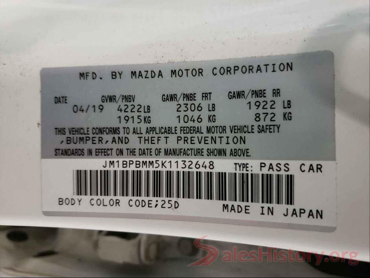 JM1BPBMM5K1132648 2019 MAZDA 3