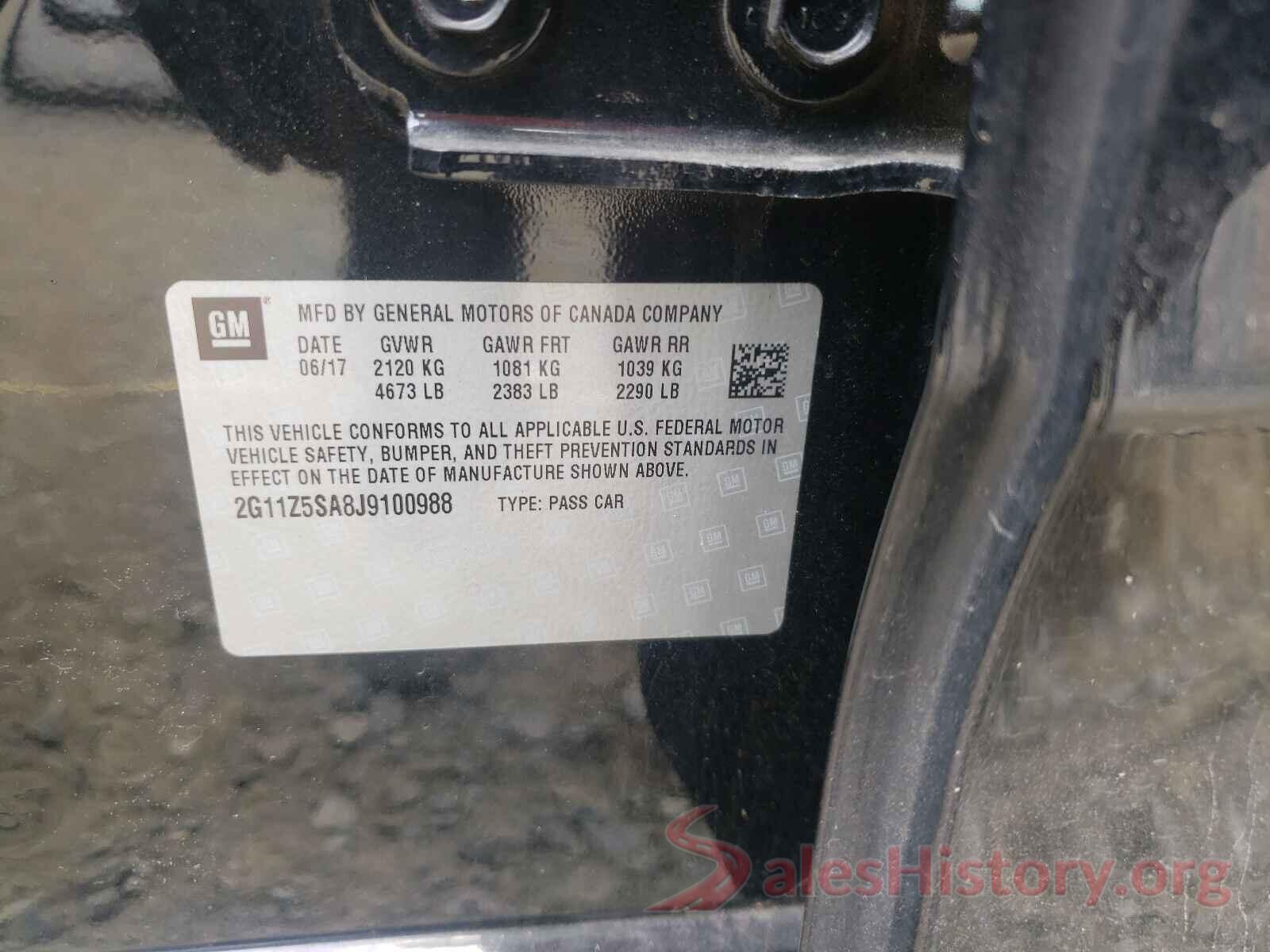 2G11Z5SA8J9100988 2018 CHEVROLET IMPALA