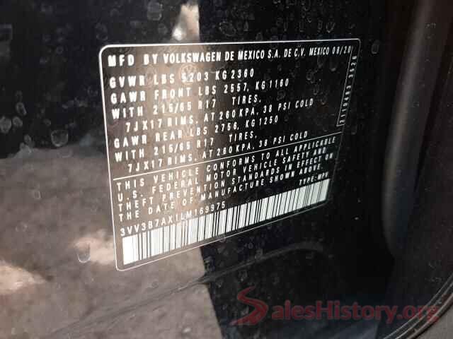 3VV3B7AX1LM169975 2020 VOLKSWAGEN TIGUAN