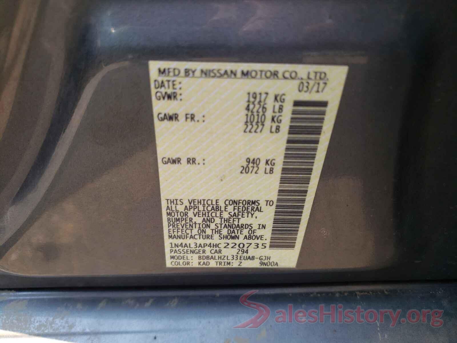 1N4AL3AP4HC220735 2017 NISSAN ALTIMA