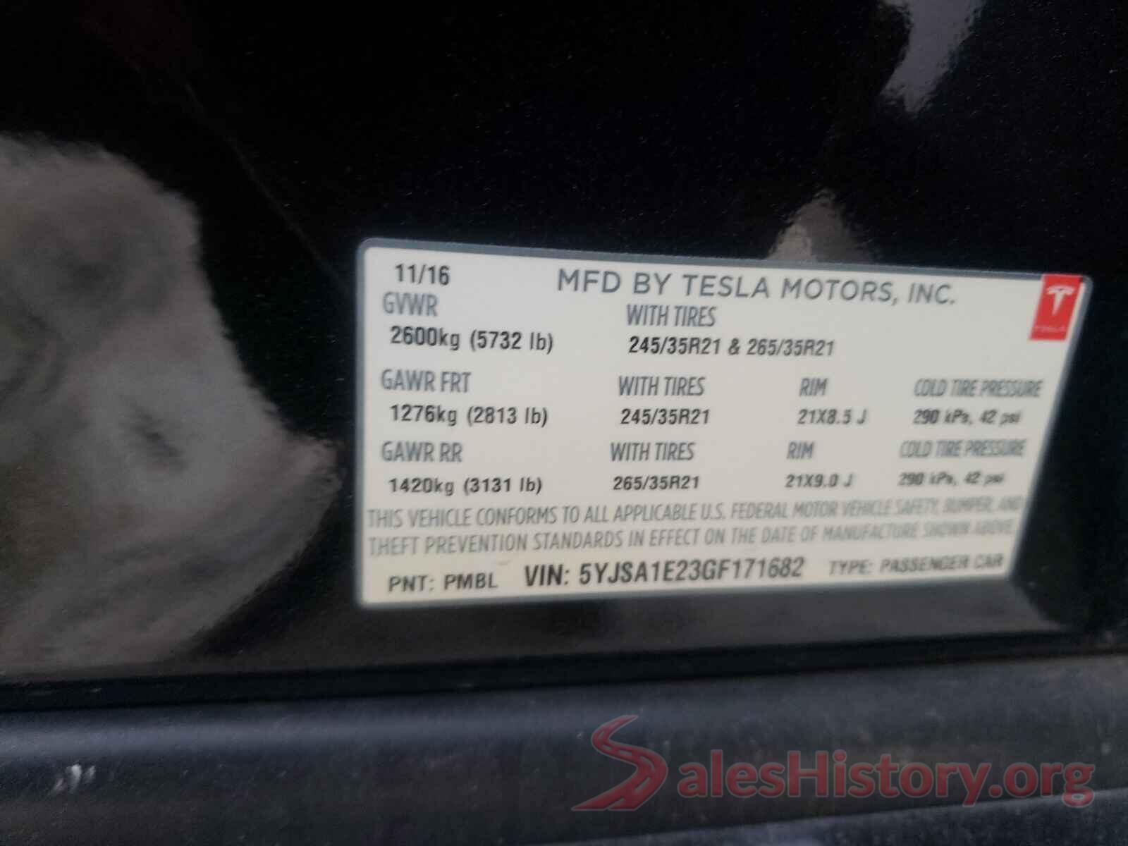 5YJSA1E23GF171682 2016 TESLA MODEL S