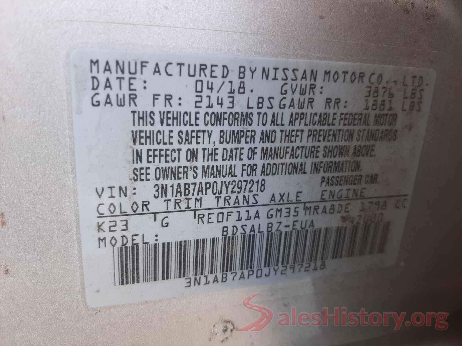 3N1AB7AP0JY297218 2018 NISSAN SENTRA