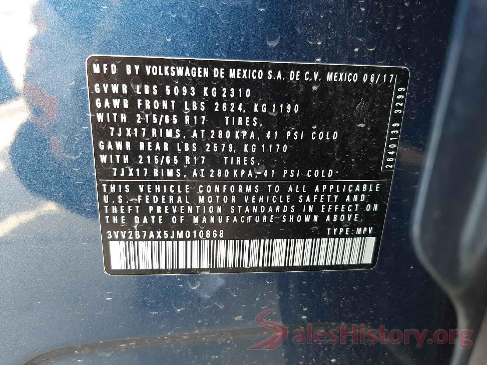 3VV2B7AX5JM010868 2018 VOLKSWAGEN TIGUAN