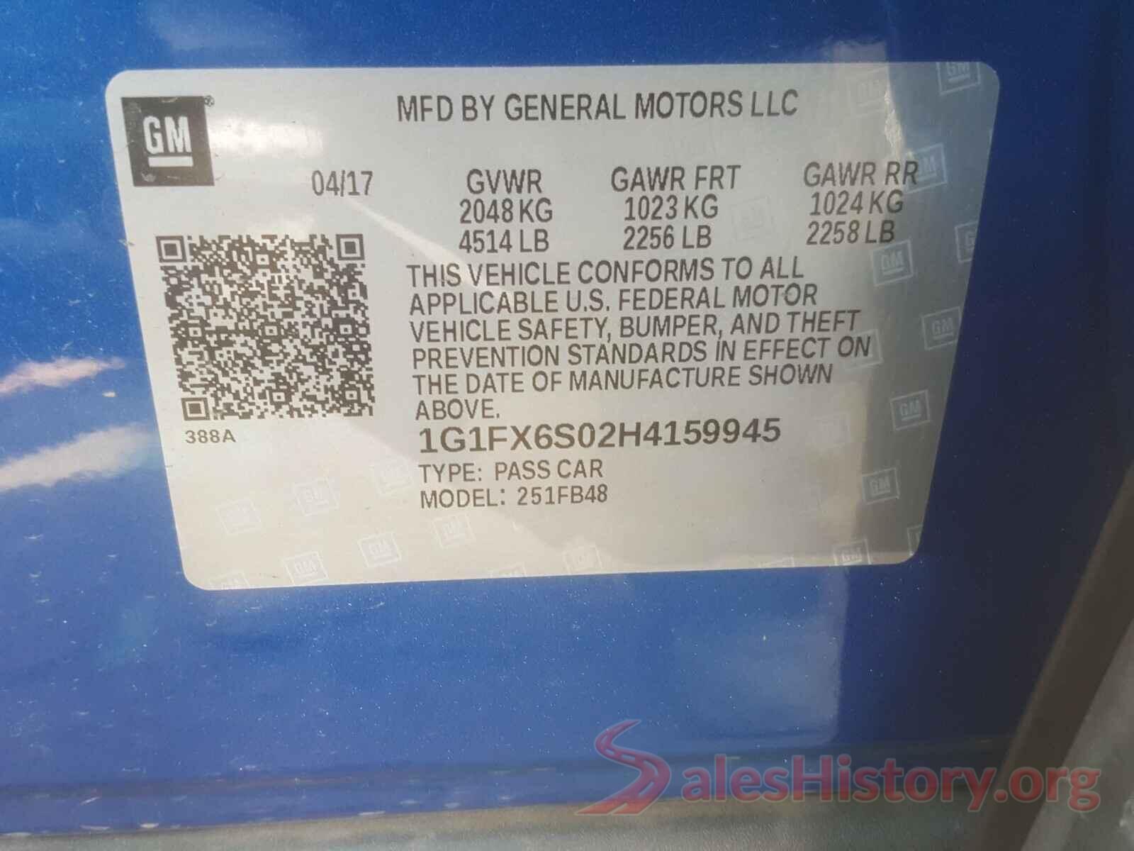 1G1FX6S02H4159945 2017 CHEVROLET BOLT