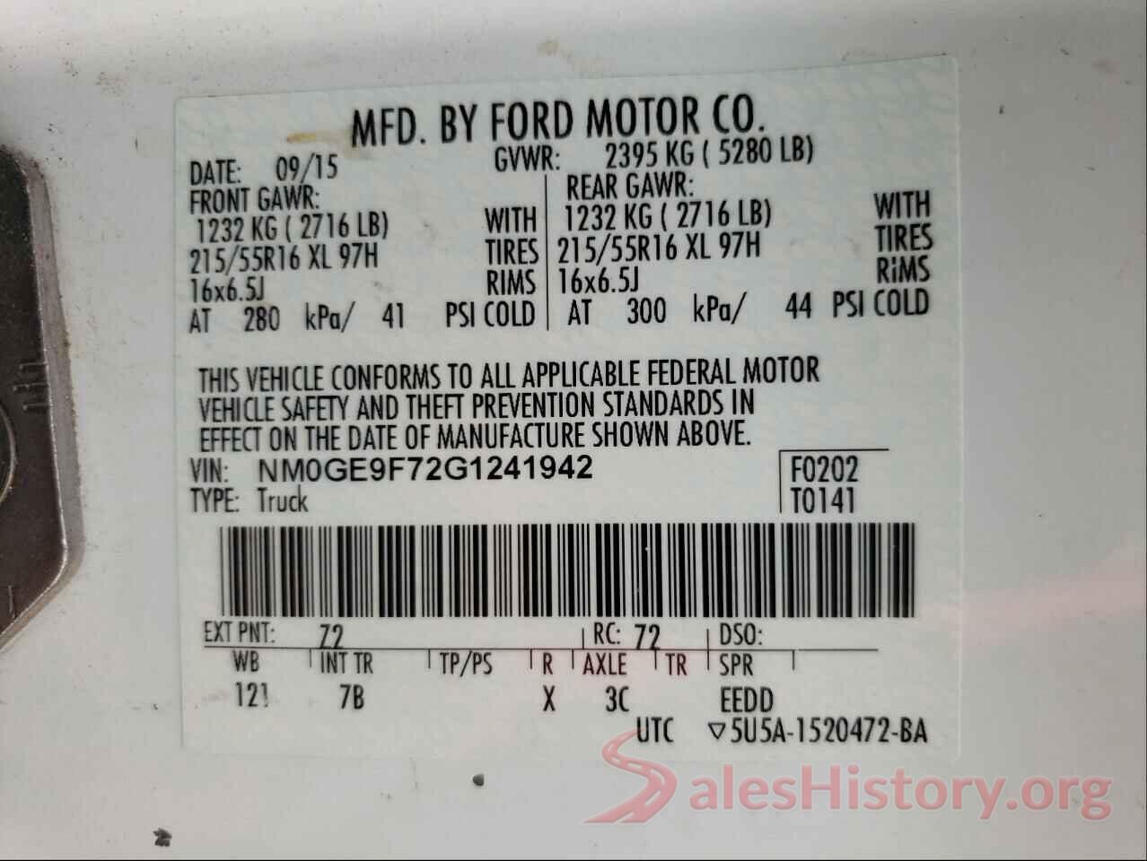 NM0GE9F72G1241942 2016 FORD TRANSIT CO