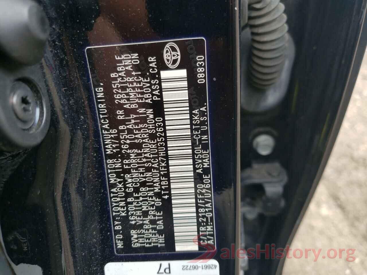 4T1BF1FK7HU352630 2017 TOYOTA CAMRY