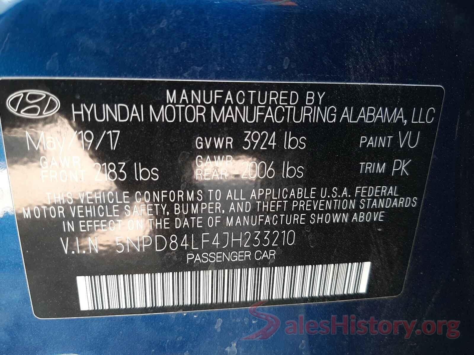 5NPD84LF4JH233210 2018 HYUNDAI ELANTRA