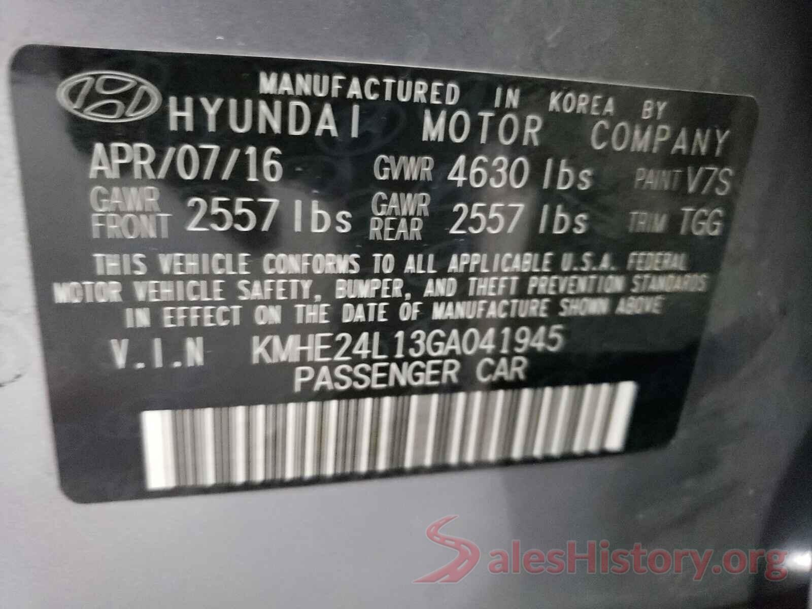 KMHE24L13GA041945 2016 HYUNDAI SONATA