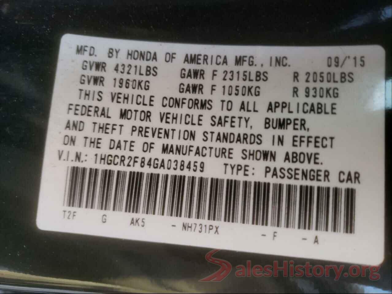 1HGCR2F84GA038459 2016 HONDA ACCORD