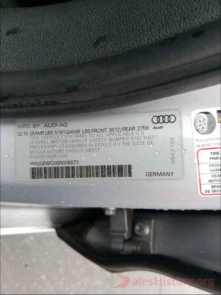 WAUGFAFC0GN008873 2016 AUDI A6