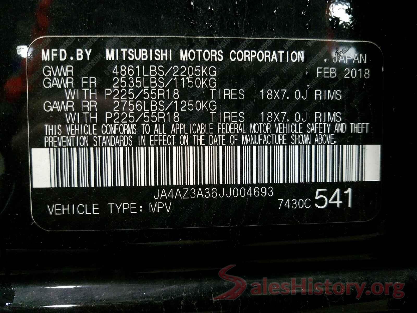 JA4AZ3A36JJ004693 2018 MITSUBISHI OUTLANDER