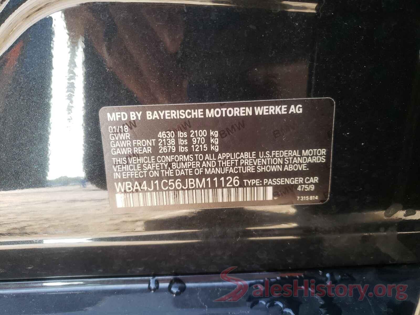 WBA4J1C56JBM11126 2018 BMW 4 SERIES