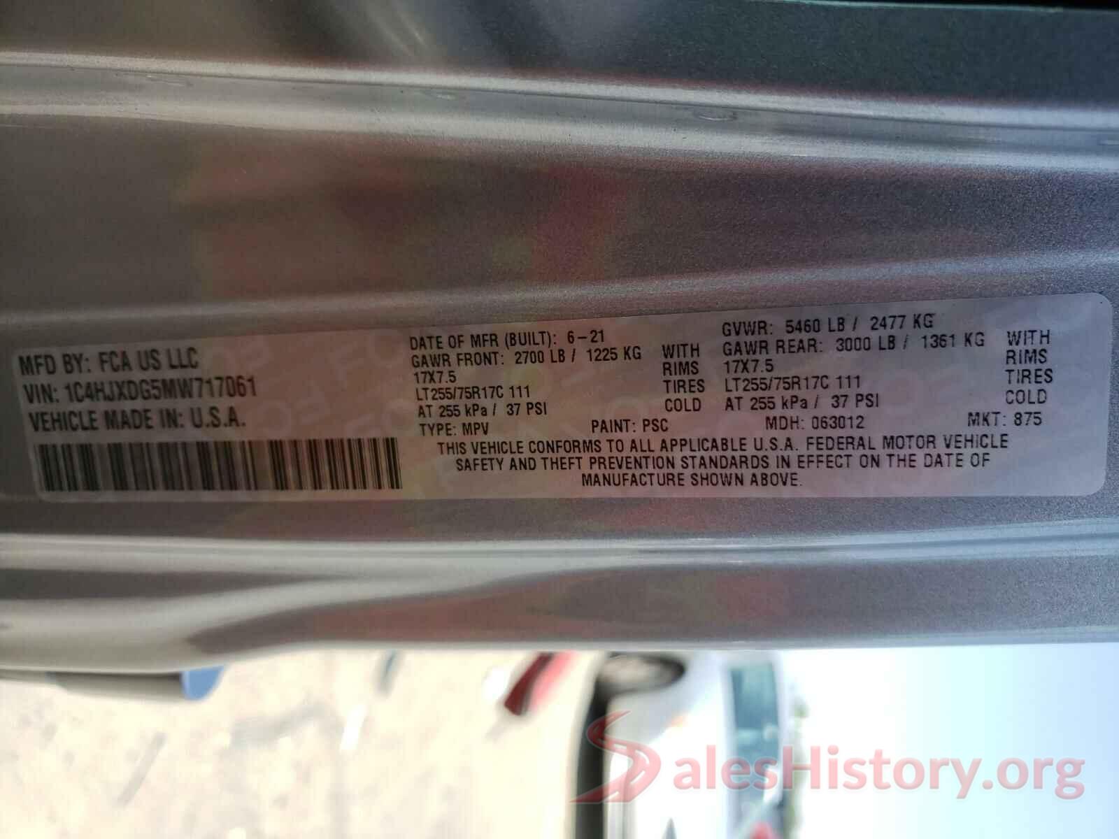 1C4HJXDG5MW717061 2021 JEEP WRANGLER