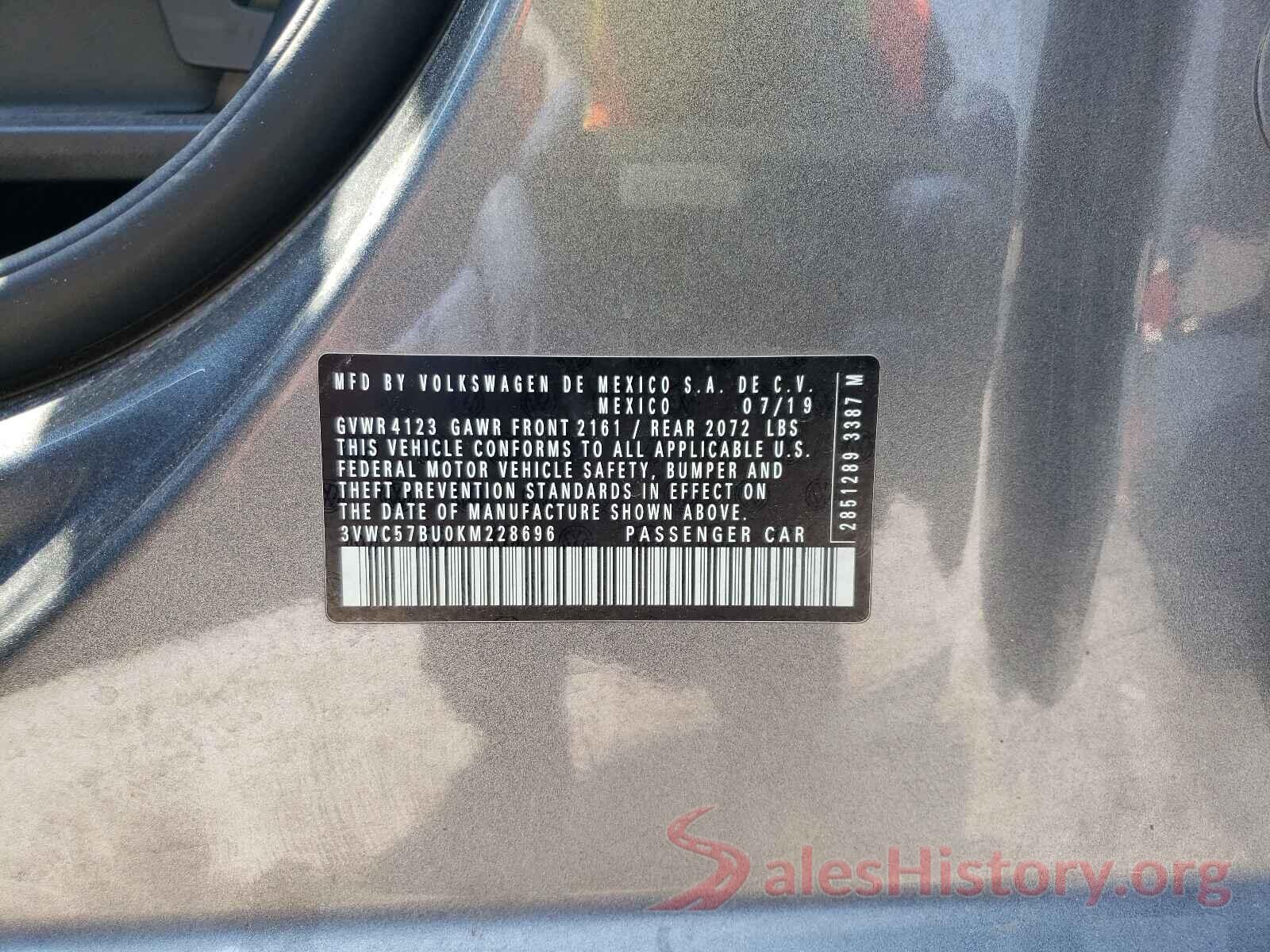 3VWC57BU0KM228696 2019 VOLKSWAGEN JETTA