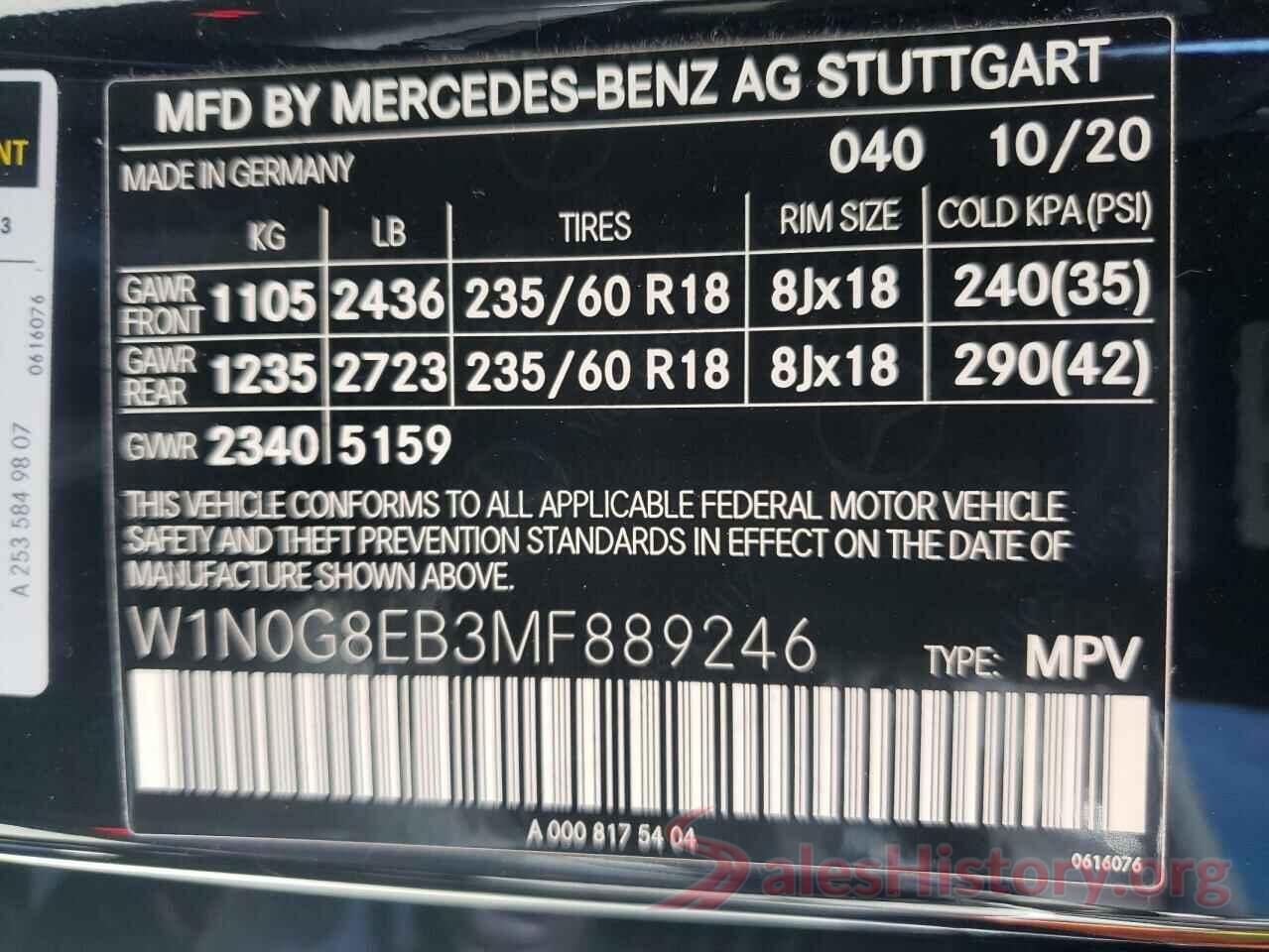 W1N0G8EB3MF889246 2021 MERCEDES-BENZ GLC-CLASS