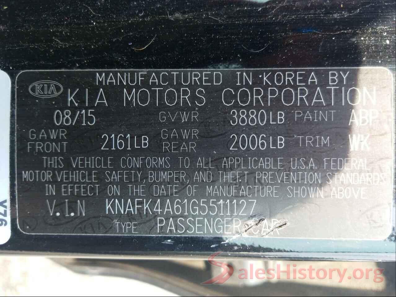 KNAFK4A61G5511127 2016 KIA FORTE