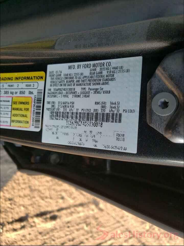 1FA6P0G74G5130018 2016 FORD FUSION