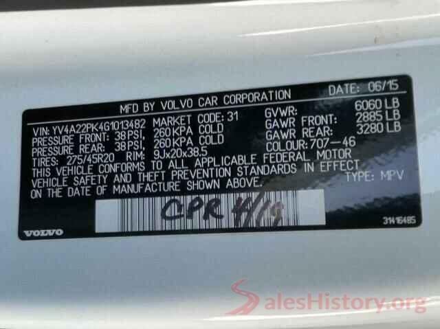 YV4A22PK4G1013482 2016 VOLVO XC90