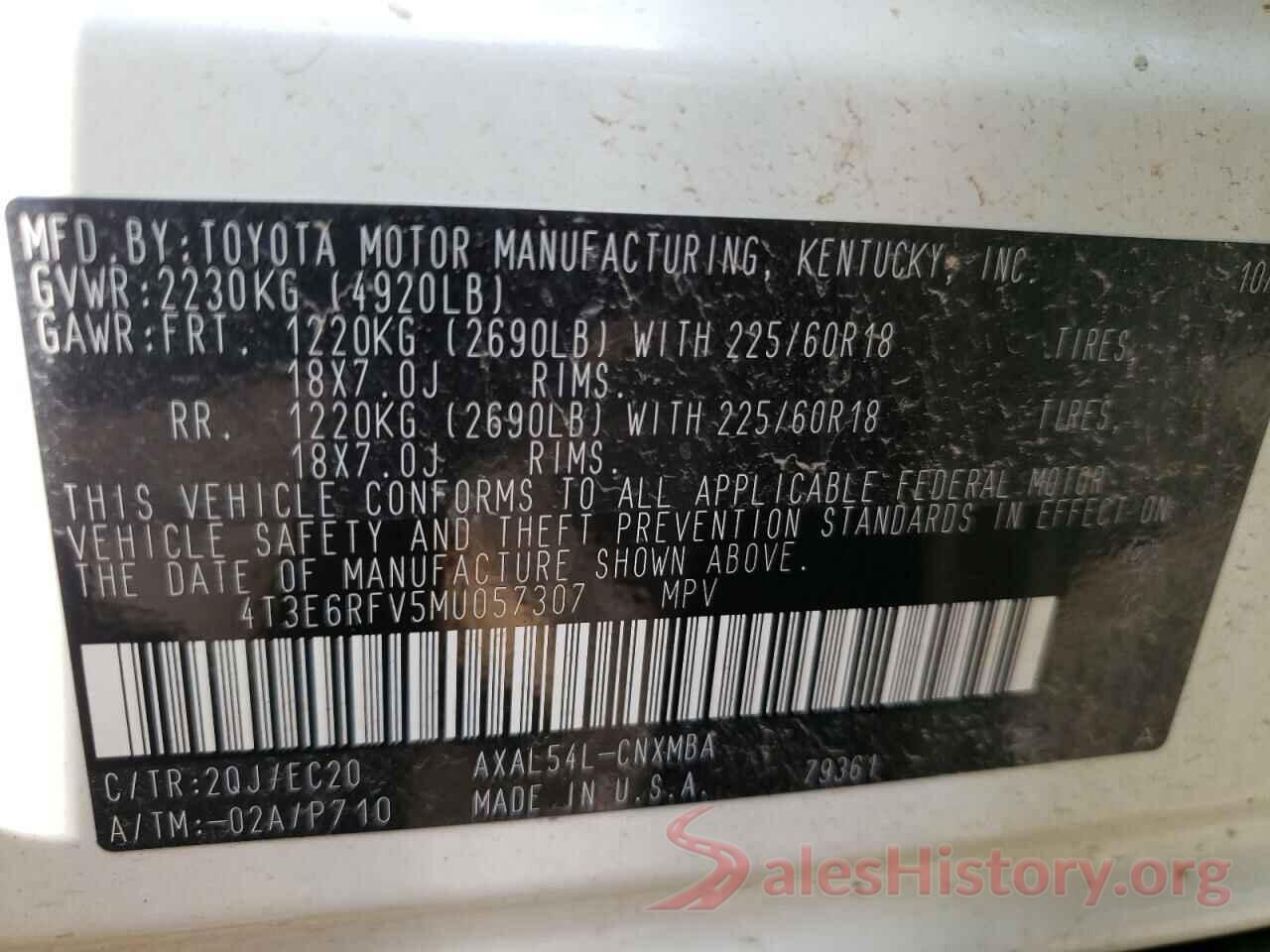 4T3E6RFV5MU057307 2021 TOYOTA RAV4