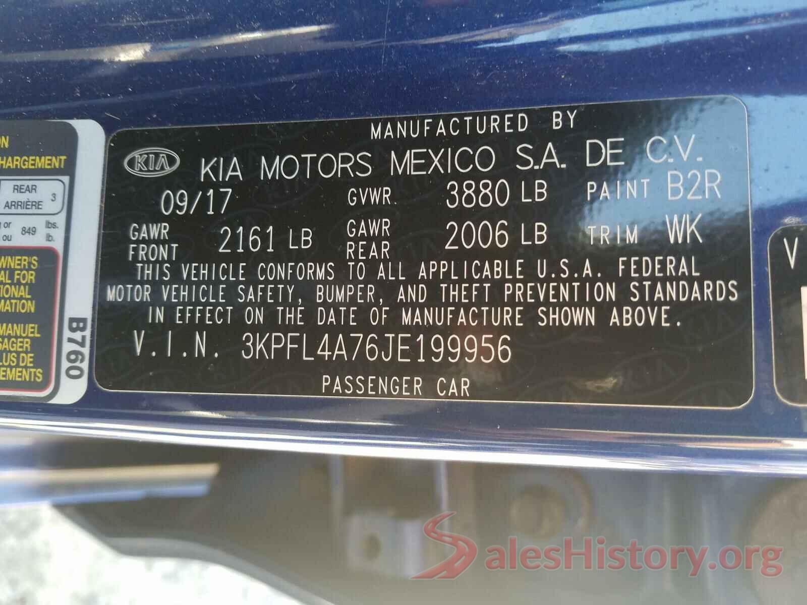 3KPFL4A76JE199956 2018 KIA FORTE