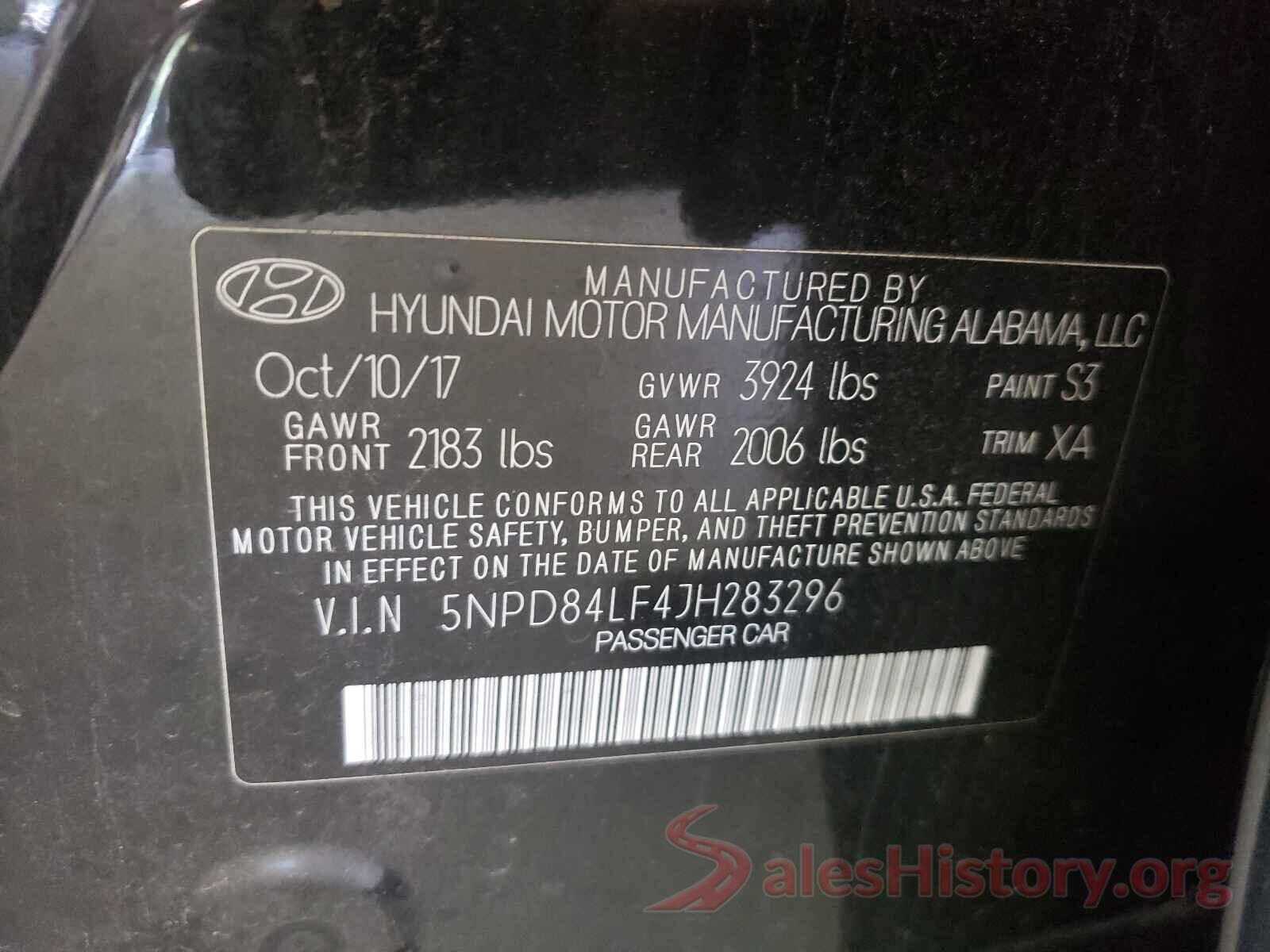 5NPD84LF4JH283296 2018 HYUNDAI ELANTRA