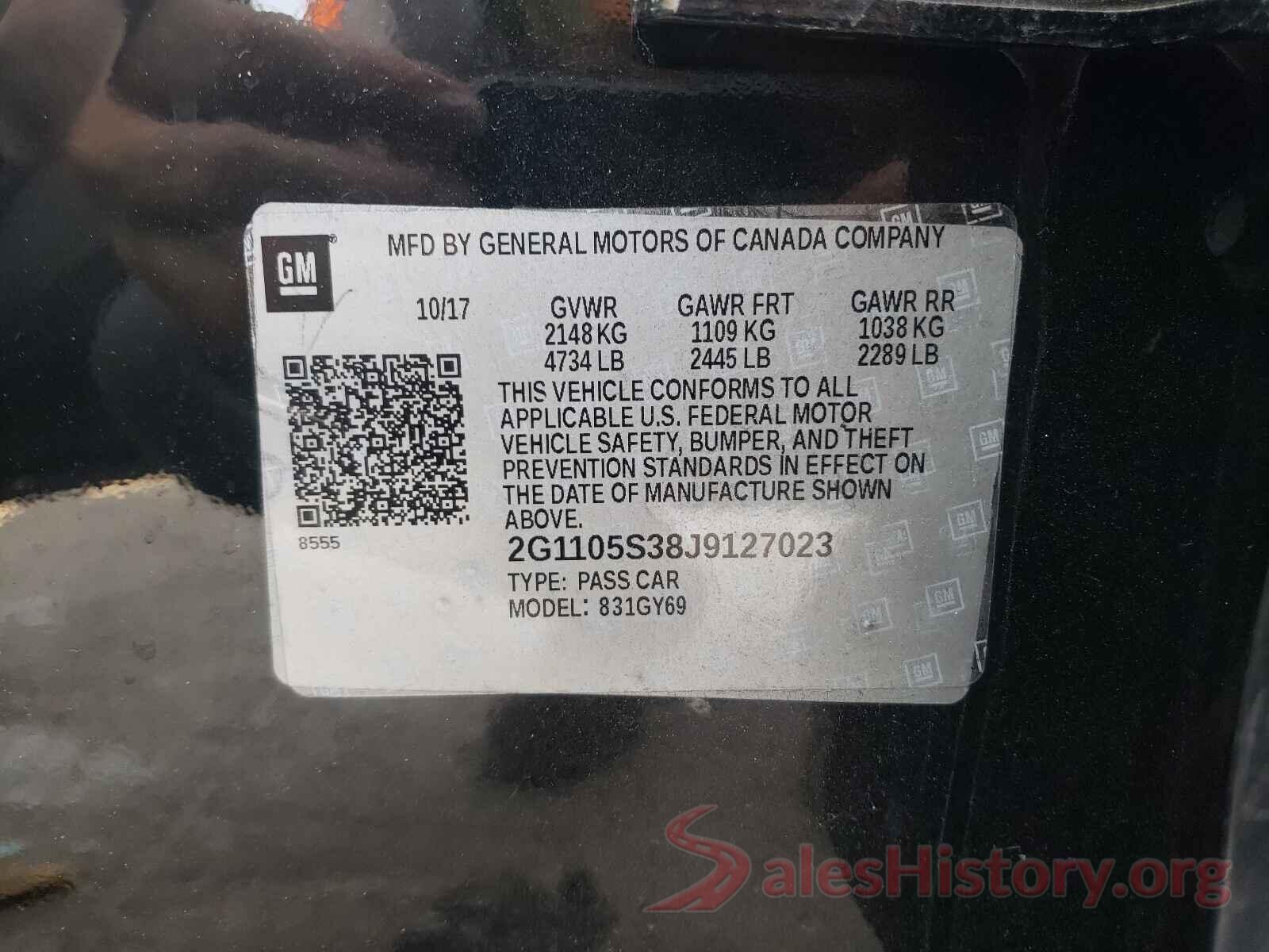 2G1105S38J9127023 2018 CHEVROLET IMPALA