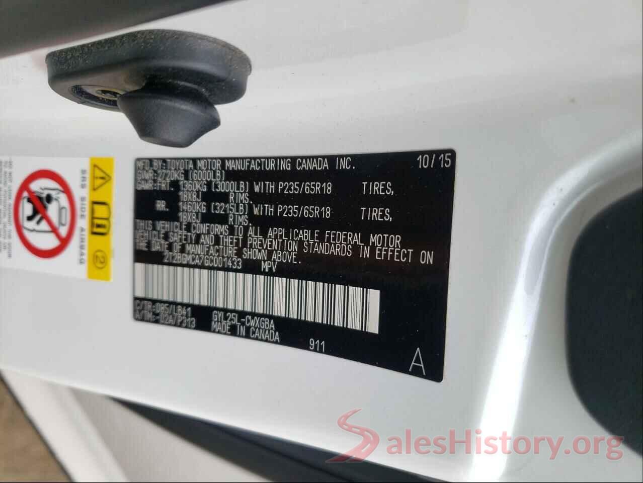 2T2BGMCA7GC001433 2016 LEXUS RX450