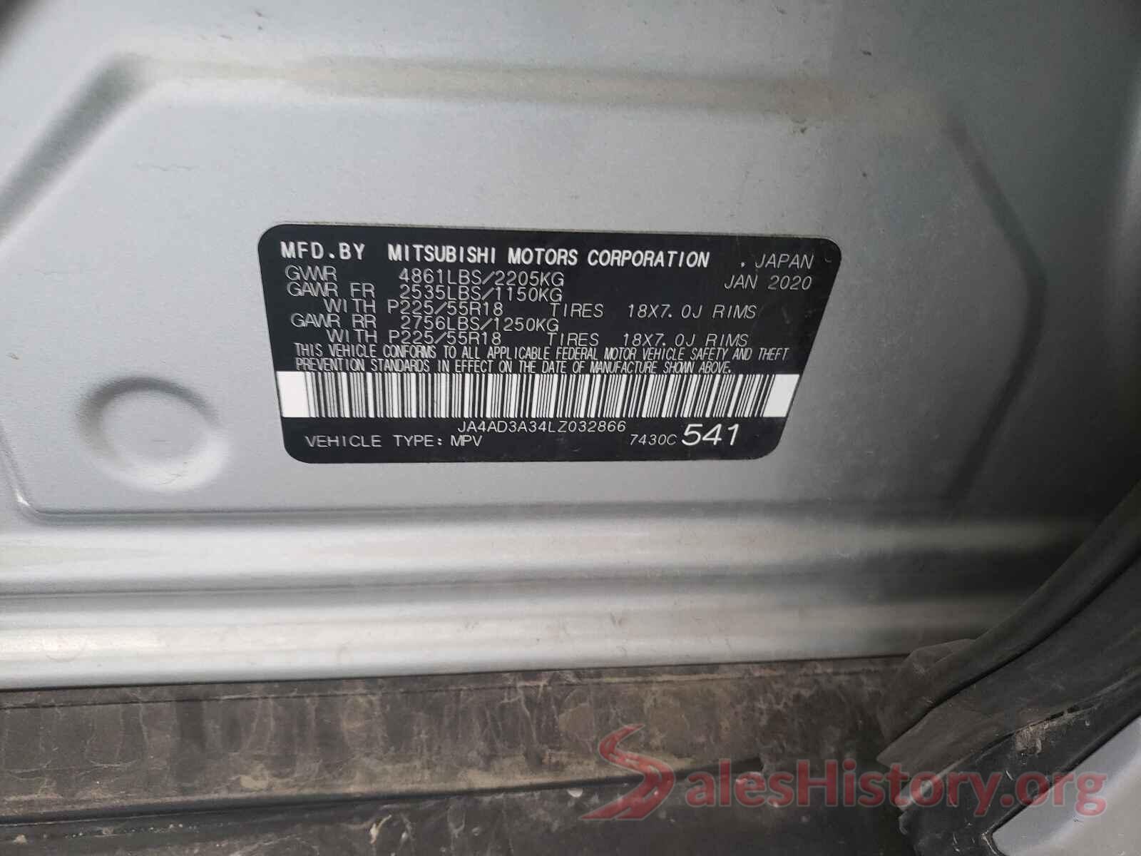 JA4AD3A34LZ032866 2020 MITSUBISHI OUTLANDER