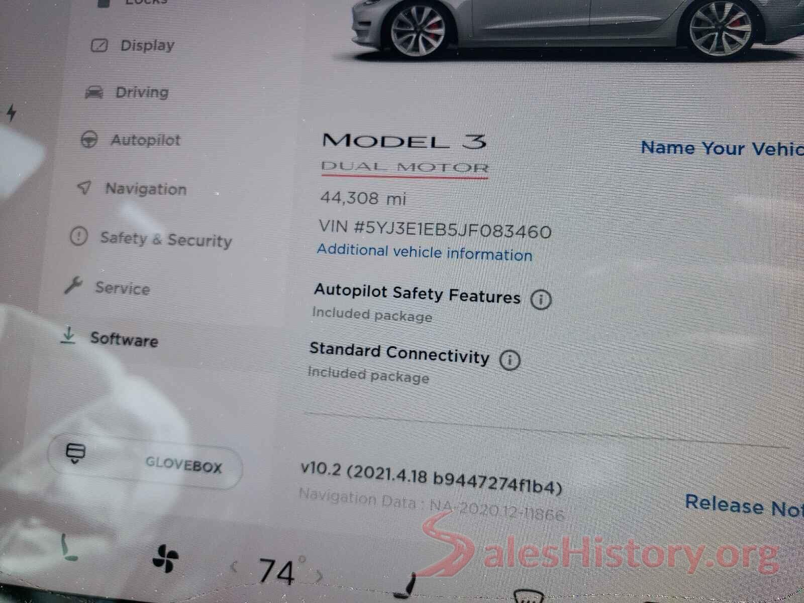 5YJ3E1EB5JF083460 2018 TESLA MODEL 3